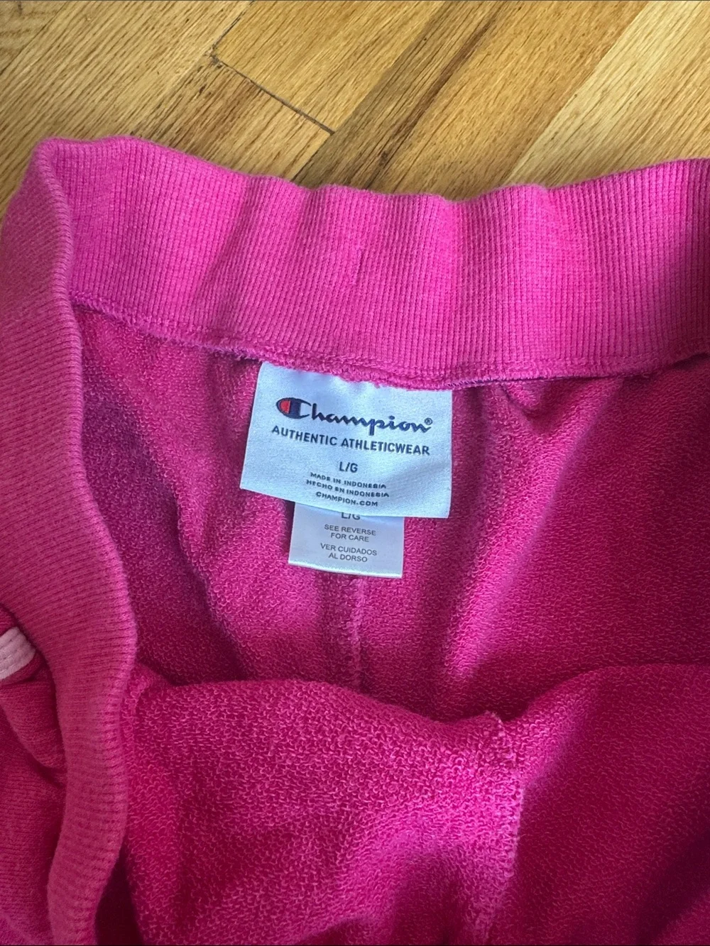 Champion Hot Pink Terry Athletic Shorts with White Trim